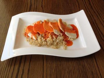 Chicken on Fried Rice with Barbecue Sauce